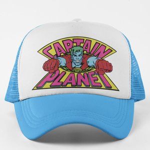 NEW Captain Planet TV Show Logo Foam Trucker Mesh Snapback Hat 2-TONE: LT BLUE